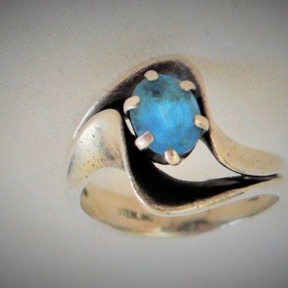 Stamped Other - Southwestern Sterling Blue Topaz Ring